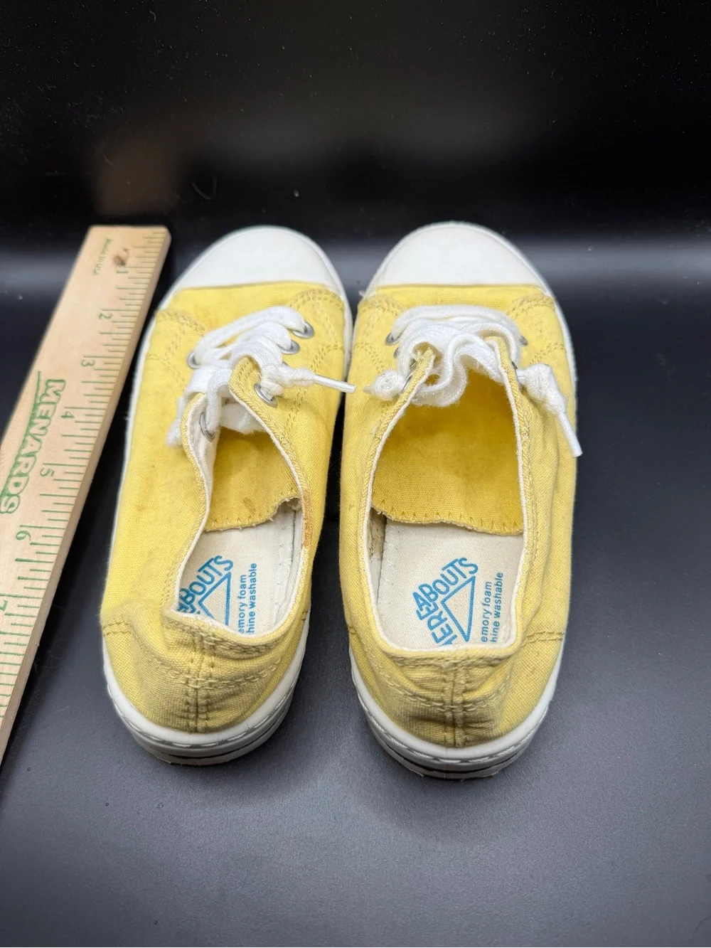 Yellow Canvas Kids Lace-Up Sneakers with White Toe